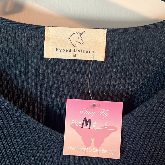 Dark Teal Green long sleeve ribbed shirt - Picture 3 of 4